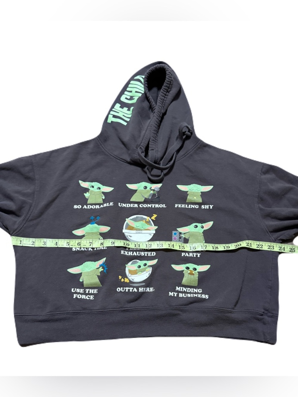 Star Wars “The Child” (Baby Yoda/Grogu) Cropped Hoodie – Junior Size – Gray XXL - Picture 14 of 16